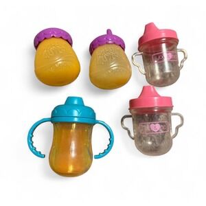 Baby Alive Doll Bottle Lot You & Me Sippy Cups Accessories 5pc Toy Feeding Set